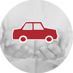 image of a vehicle icon in the hands of a person